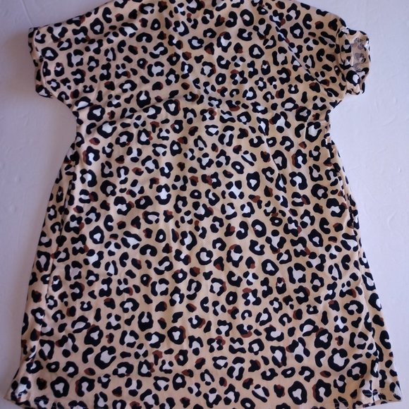 Leopard Print Baby Doll Top With Short Sleeves , Cheetah Top Girls Various NWT - Picture 3 of 16